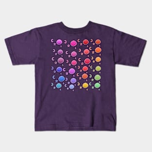 Rainbow Clouds, Moon, Stars & Raindrops Kids T-Shirt